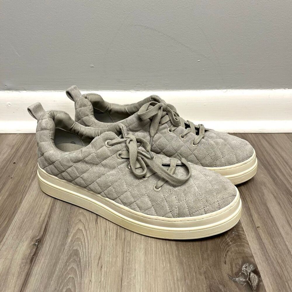 J/SLIDES Sneakers Women’s 11 Nona Light Gray Quilted Faux Suede Lace Up Platform